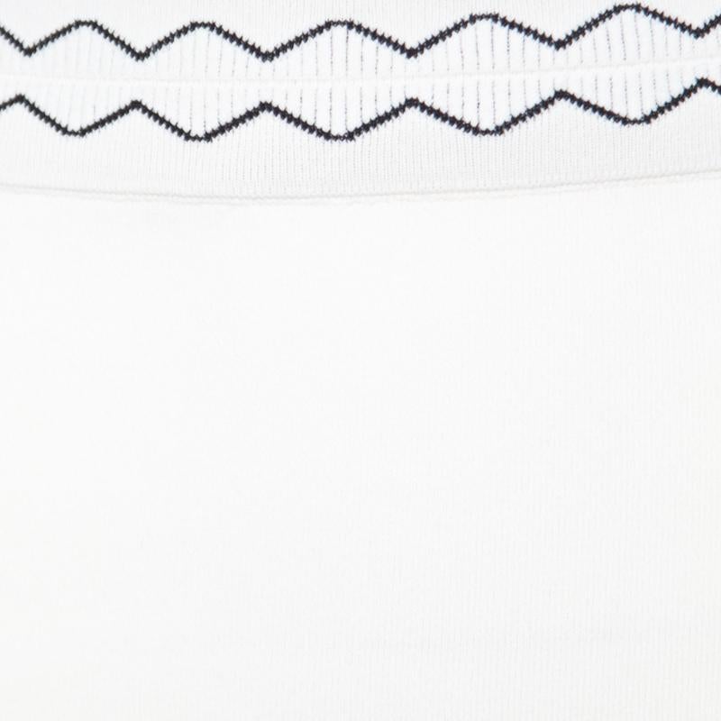 Alexander McQueen Ivory Rib Knit Contrast Cut Out Hem Detail Pencil Skirt S 1