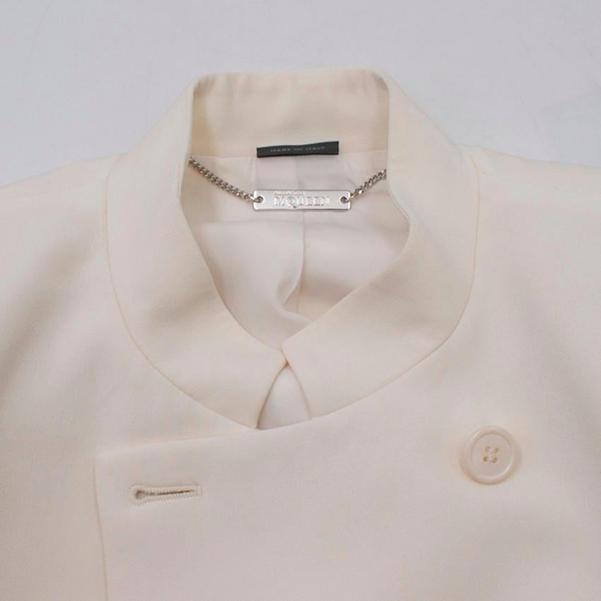 Alexander McQueen Ivory Single Breasted Coat US 6 In Excellent Condition In London, GB
