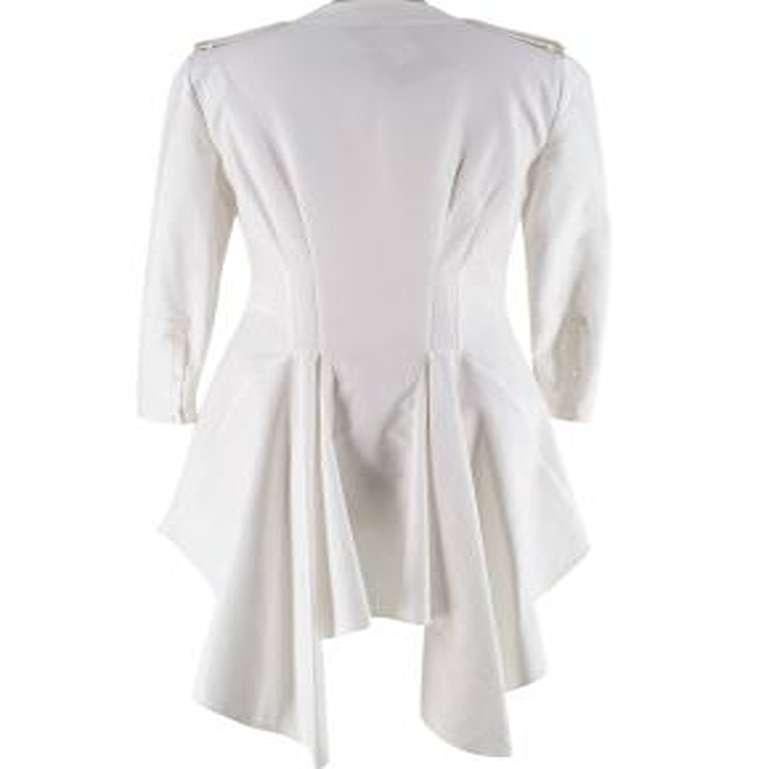 Alexander McQueen Ivory Waffle-Cotton Collarless Tunic In Good Condition For Sale In London, GB