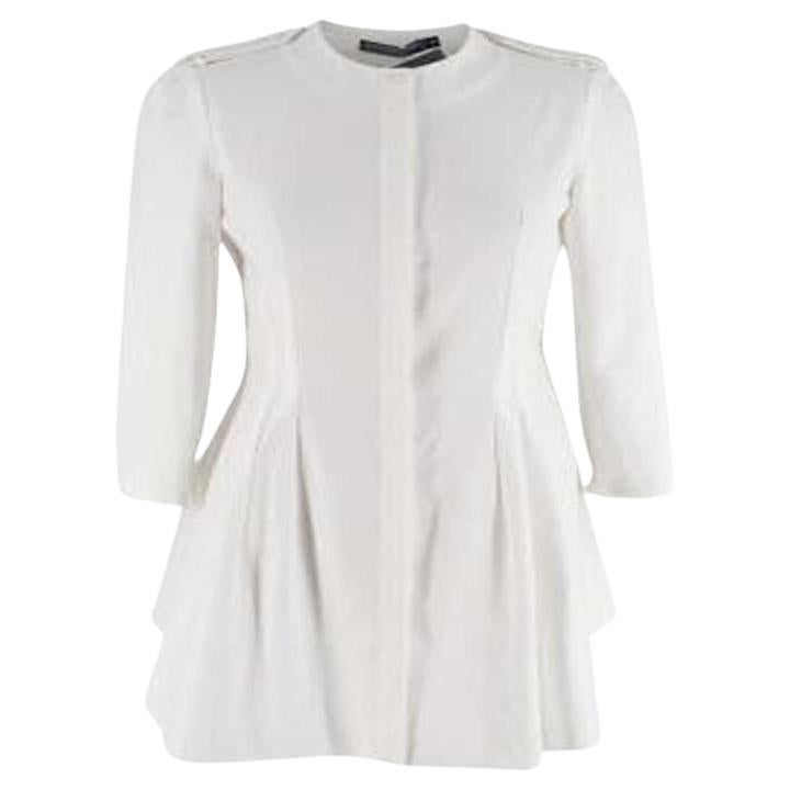 Alexander McQueen Ivory Waffle-Cotton Collarless Tunic For Sale