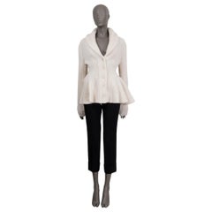 ALEXANDER MCQUEEN ivory wool 2021 PEPLUM RIB KNIT Jacket S