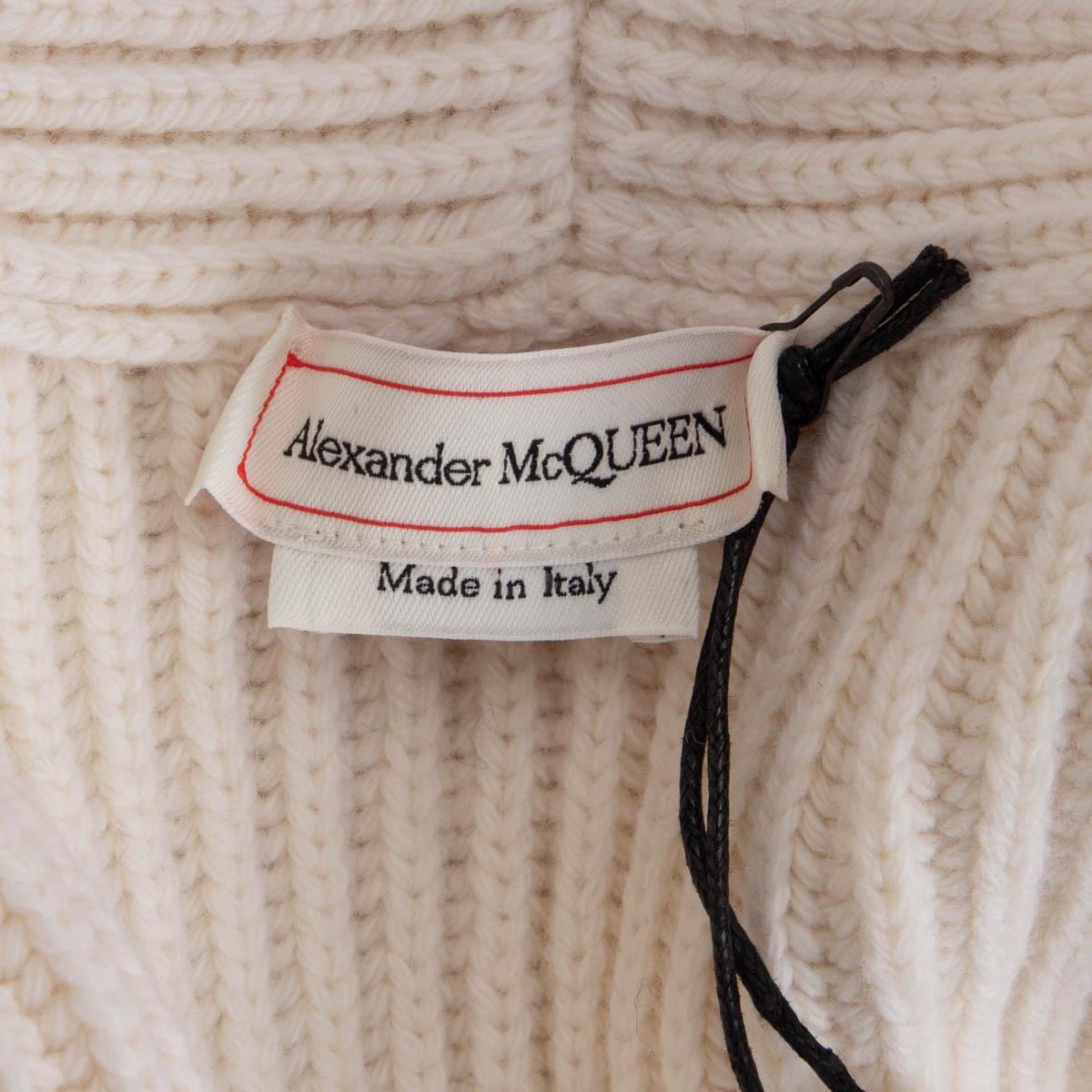 ALEXANDER MCQUEEN ivory wool 2021 PEPLUM RIB KNIT Jacket S In Excellent Condition In Zürich, CH