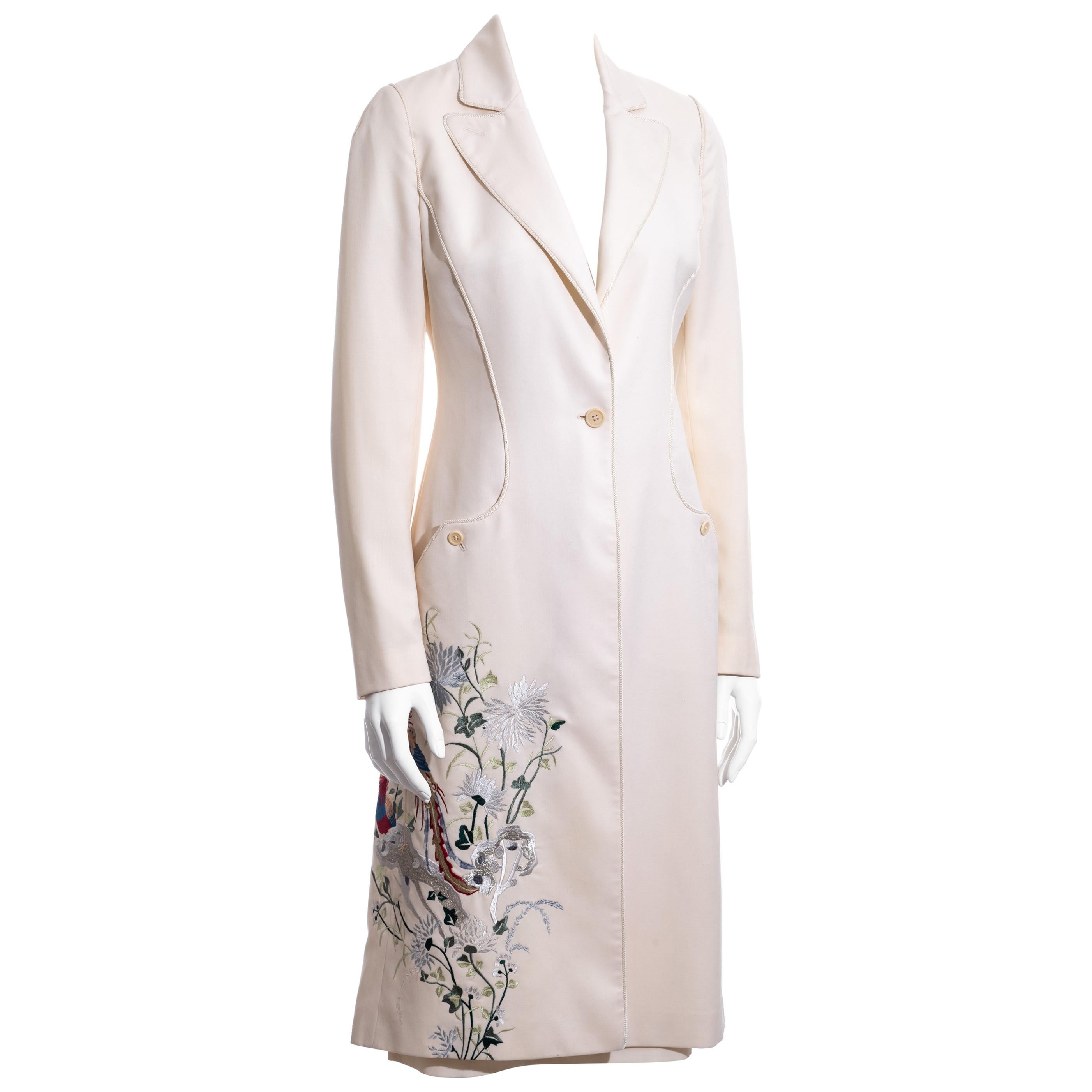 Alexander McQueen ivory wool embroidered skirt suit, c. 1997-1999