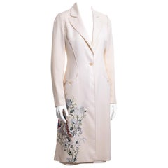 Traje con falda bordada de lana marfil de Alexander McQueen, c. 1997-1999