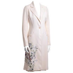 Vintage Alexander McQueen ivory wool embroidered skirt suit, c. 1997-1999