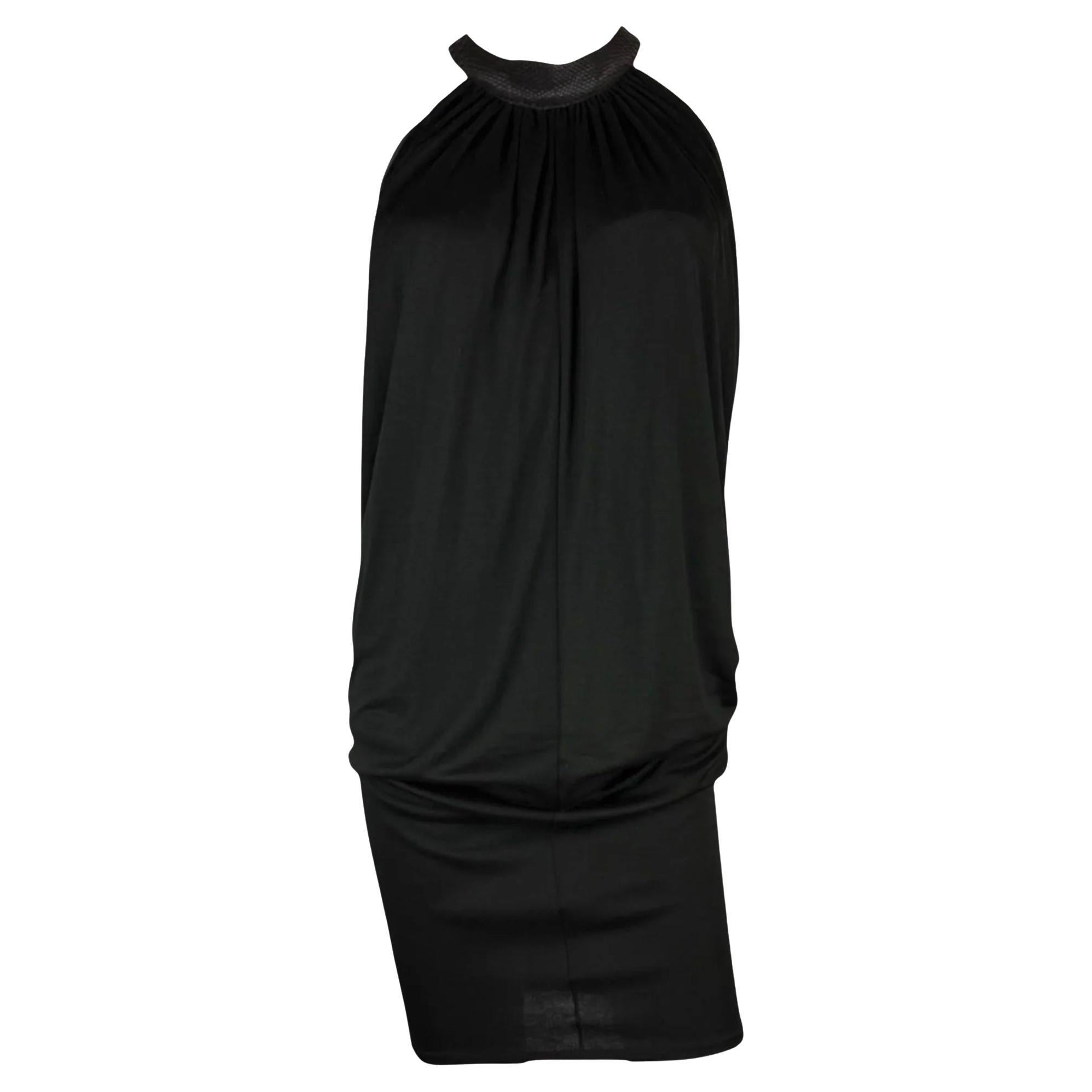 Alexander McQueen Jersey Dress w Leather Collar, 2002 For Sale