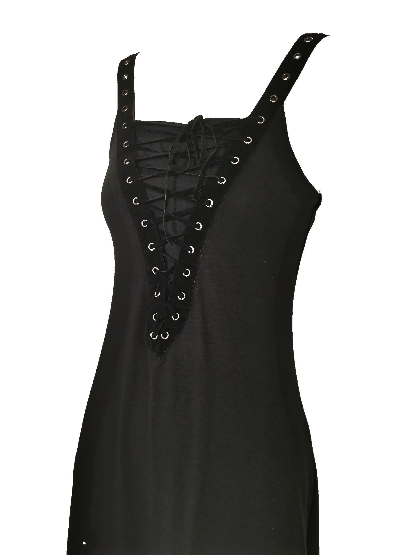 Alexander McQueen Jersey Slip Dress with Corset Style Lacing Early 1990s For Sale 5