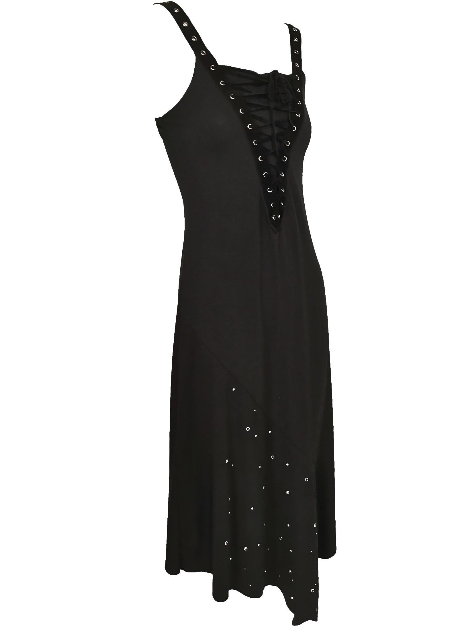 Alexander McQueen Jersey Slip Dress with Corset Style Lacing Early 1990s For Sale 7