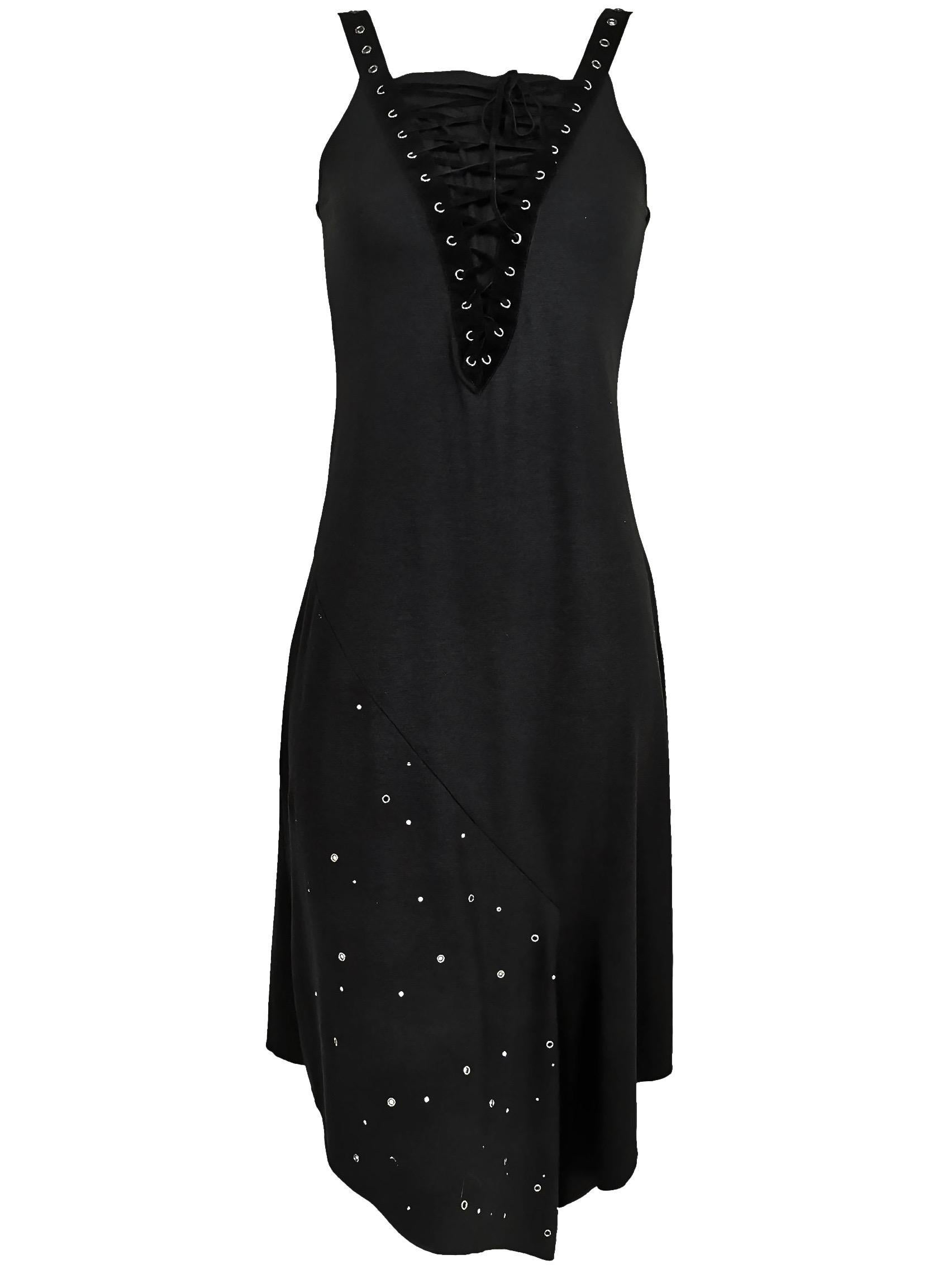 Alexander McQueen Jersey Slip Dress with Corset Style Lacing Early 1990s For Sale 8