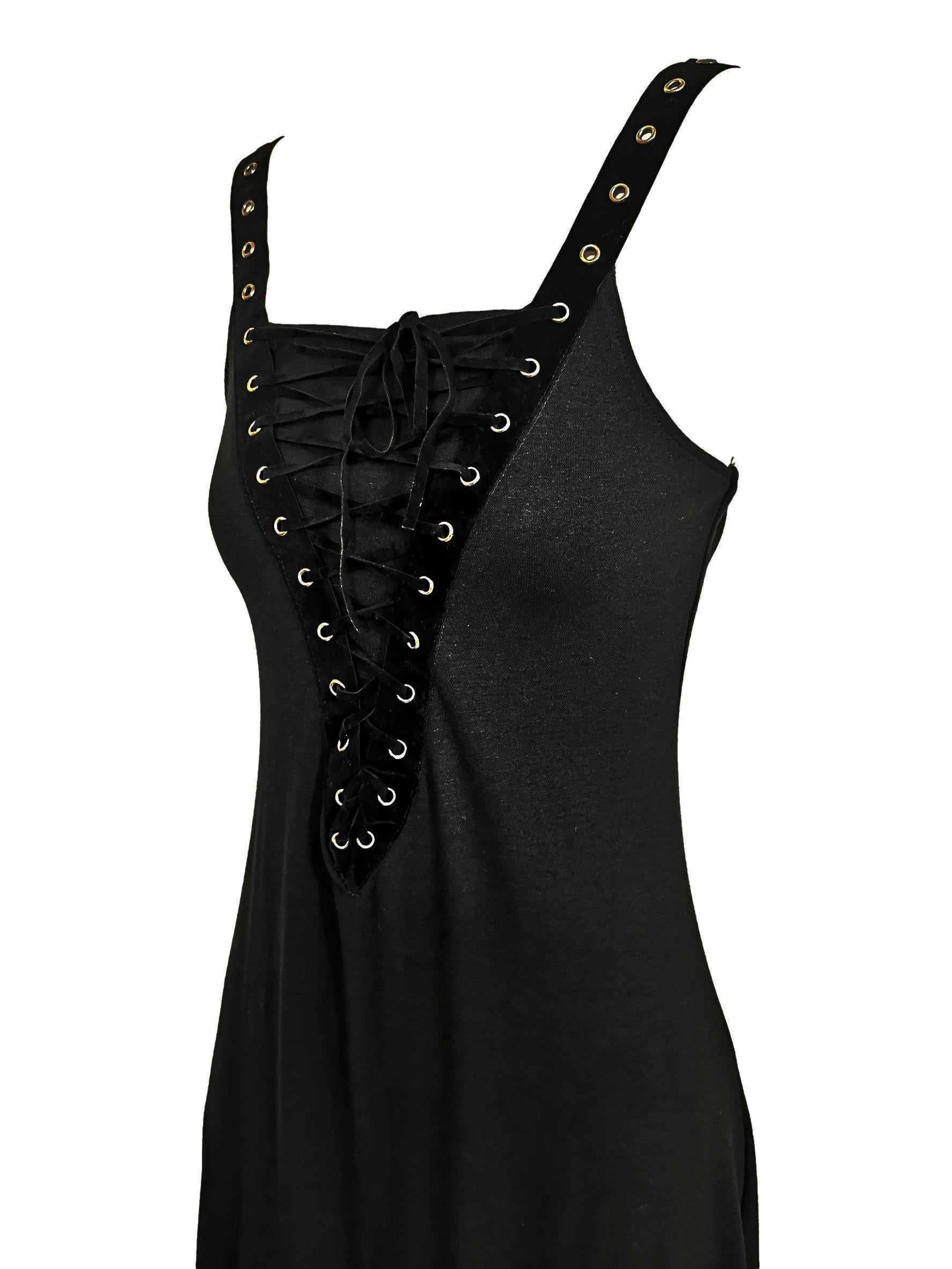Alexander McQueen Jersey Slip Dress with Corset Style Lacing Early 1990s For Sale 2