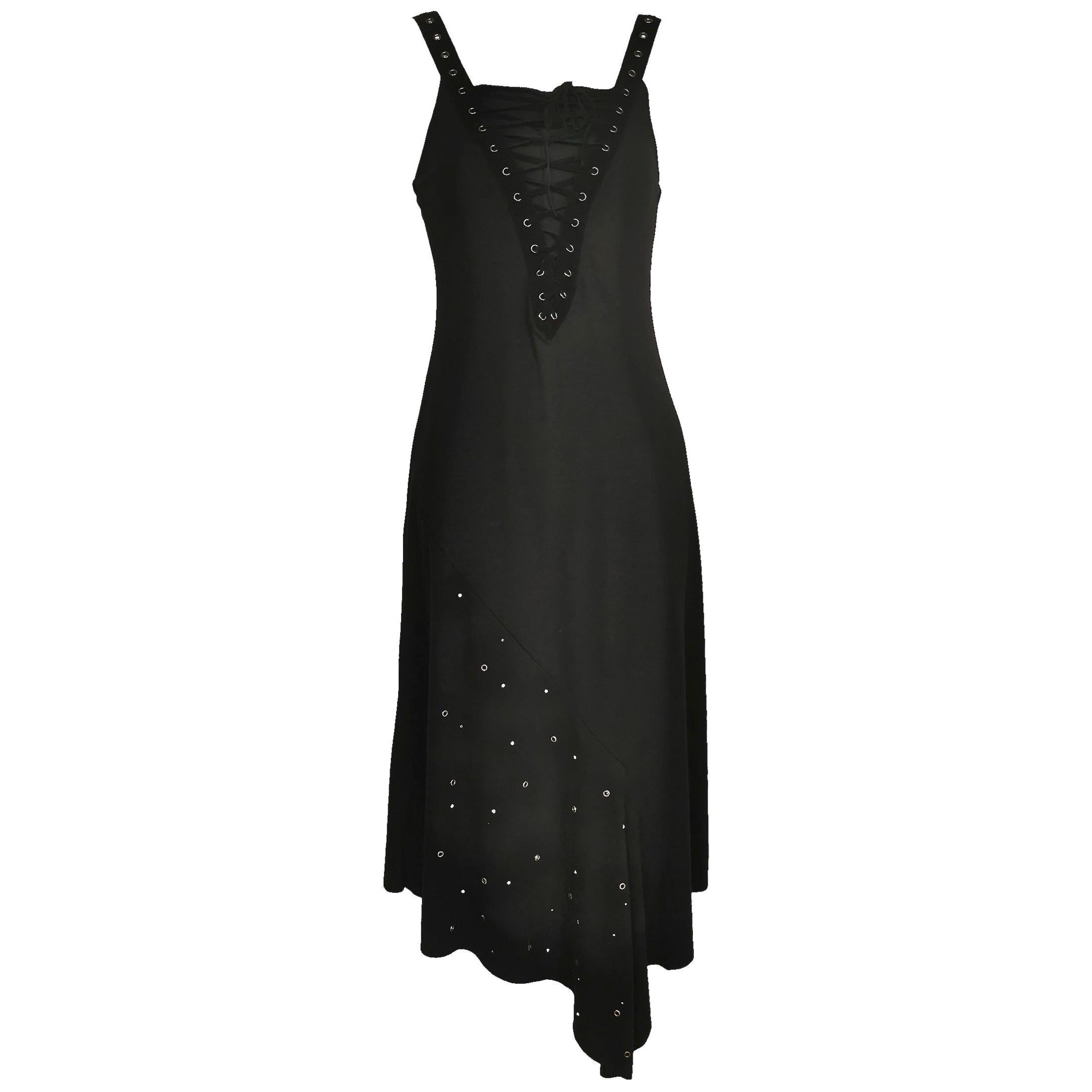 Alexander McQueen Jersey Slip Dress with Corset Style Lacing Early 1990s For Sale