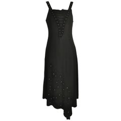 Alexander McQueen Jersey Slip Dress with Corset Style Lacing Early 1990s