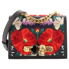 Alexander McQueen Jewelled Flap Satchel Embroidered Leather Small