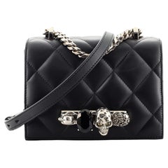 Alexander McQueen Jewelled Flap Satchel Quilted Leather Small