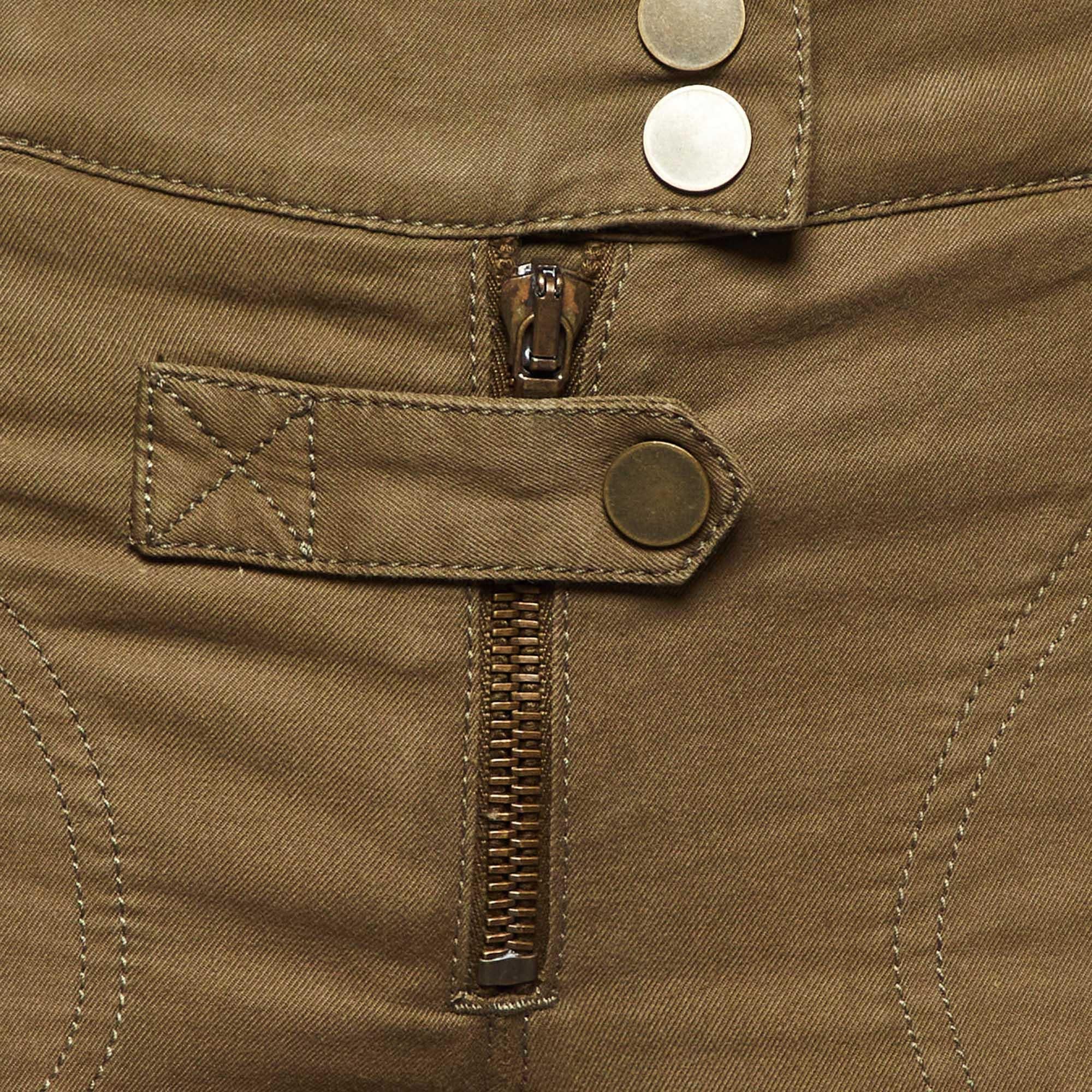 Beige Alexander McQueen - Pantalon à boutons vert kaki S en vente