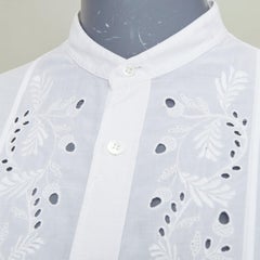 ALEXANDER MCQUEEN KIDS 2017 cotton embroidered floral eyelets trim priest shirt