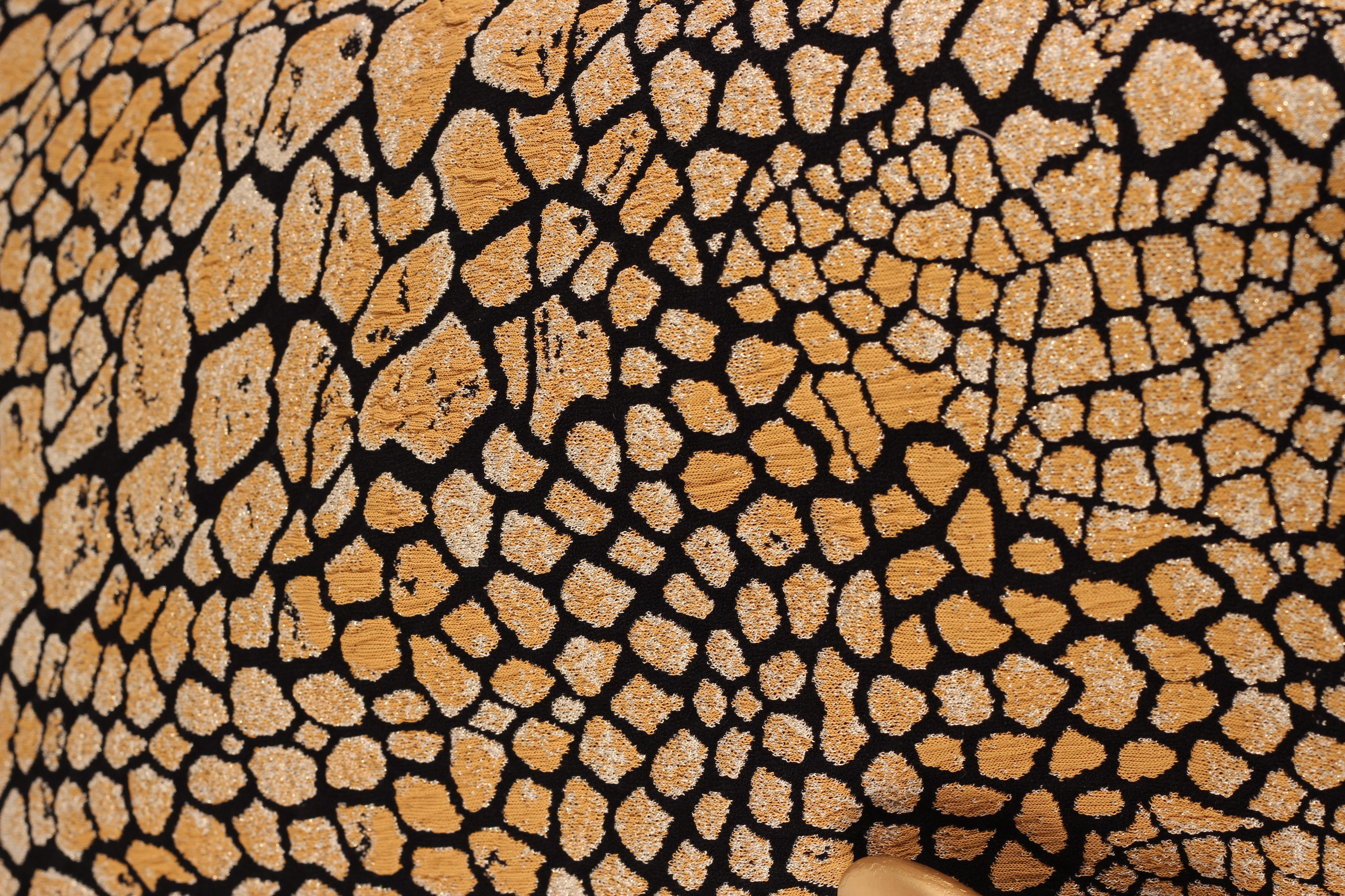 Alexander McQueen Knit Dress Reptile Shimmer Print Bodycon Cap Sleeve Midi Dress For Sale 7