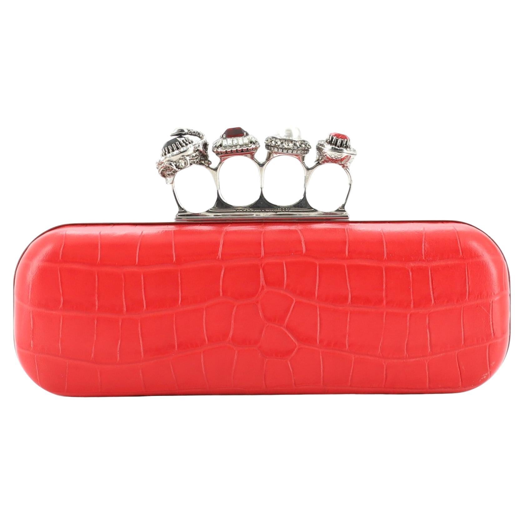 Alexander McQueen Knuckle Box Clutch red/gold metallic python at