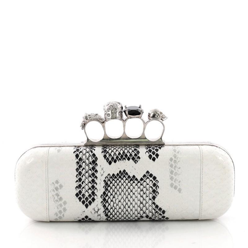 Alexander McQueen Knuckle Box Clutch Python Long In Good Condition In NY, NY