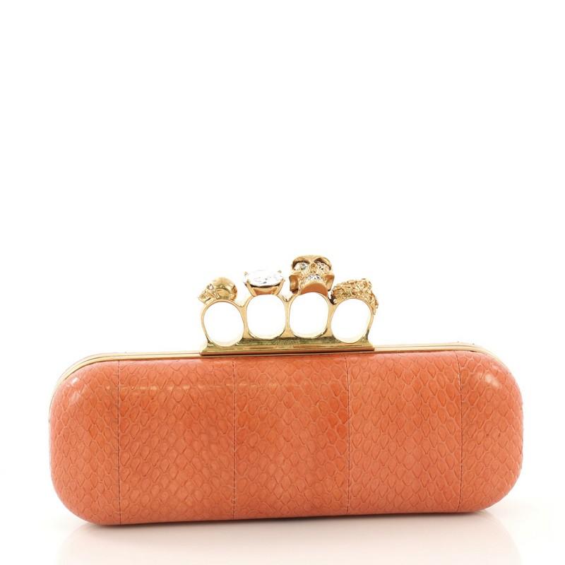 Alexander McQueen Knuckle Box Clutch Python Long In Good Condition In NY, NY