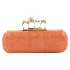 Alexander McQueen Knuckle Box Clutch Python Long