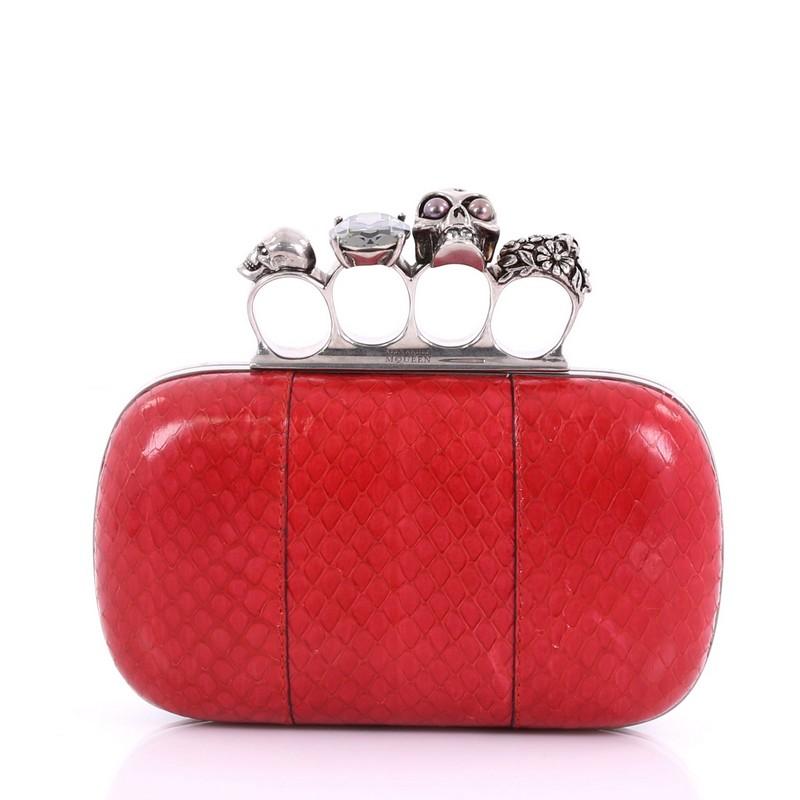 Alexander McQueen Knuckle Box Clutch Python Small In Good Condition In NY, NY