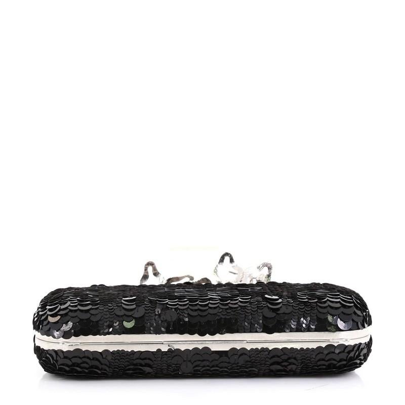 Alexander McQueen Knuckle Box Clutch Sequin Embellished Leather Long In Good Condition In NY, NY