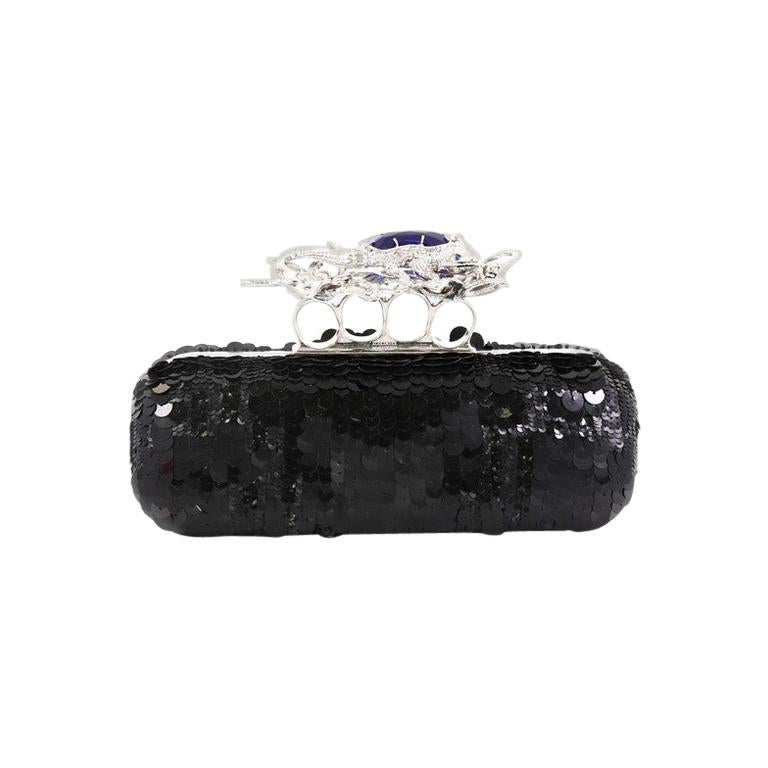 Alexander McQueen Knuckle Box Clutch Sequin Embellished Leather Long