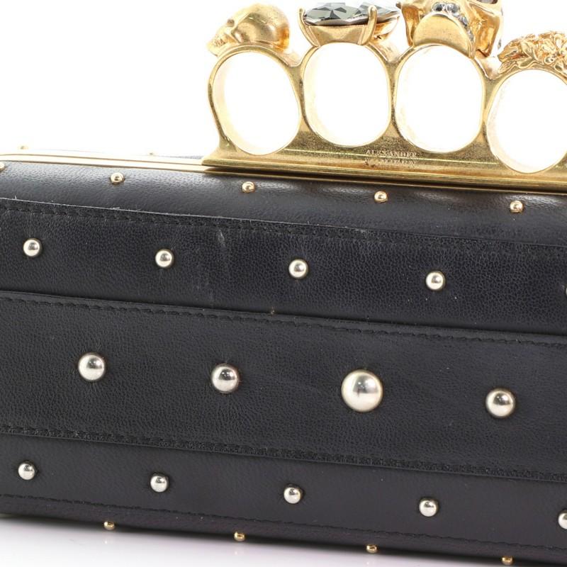 Black Alexander McQueen Knuckle Box Clutch Studded Leather Long