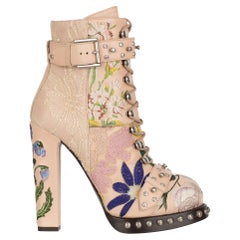 Used Alexander McQueen Lace-Up Boots With Embroidery 37 FR