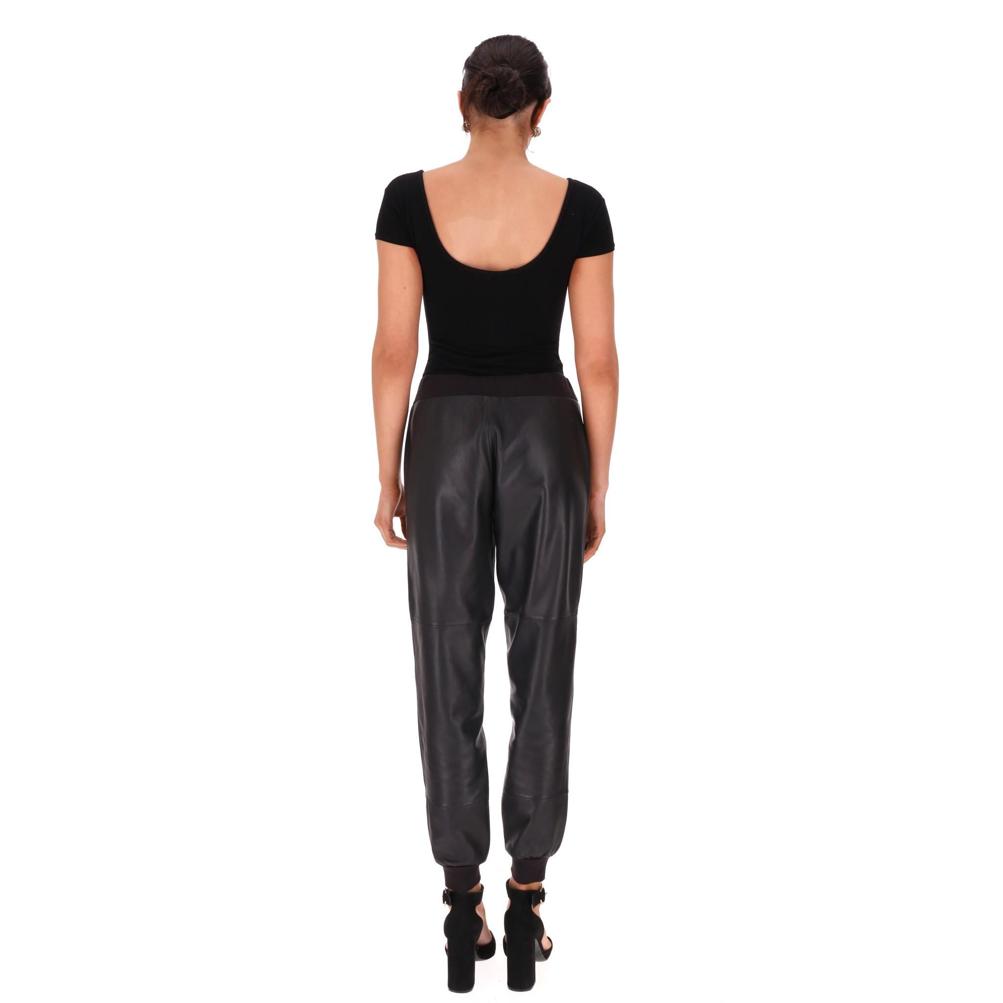 Alexander McQueen Lambskin Leather Joggers In Excellent Condition In London, GB