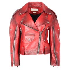 Alexander Mcqueen Leather Biker Jacket It 42 Uk 10