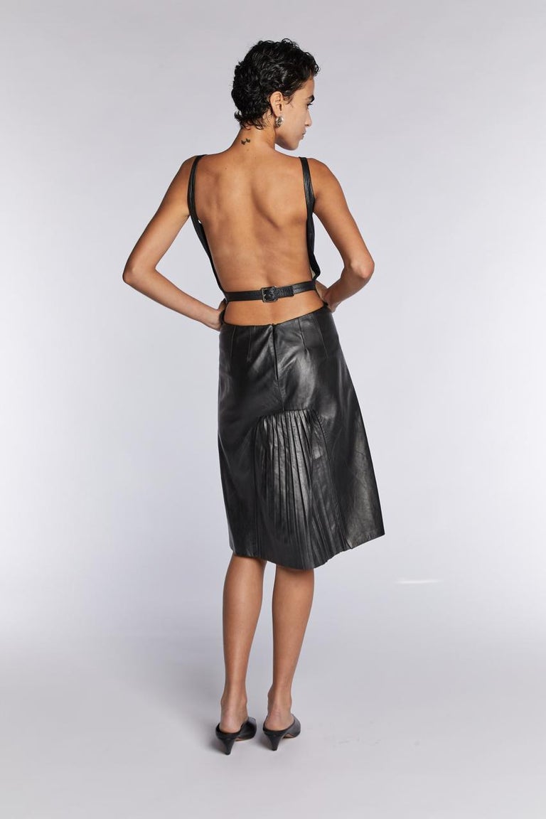alexander mcqueen black leather dress Alexander McQueen by Sarah Burton - Black Women Party/Cocktail Dress