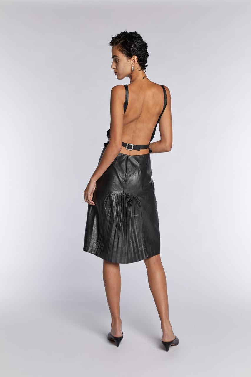 Women's Alexander McQueen Leather Dress with Low Back S/S 1997 For Sale