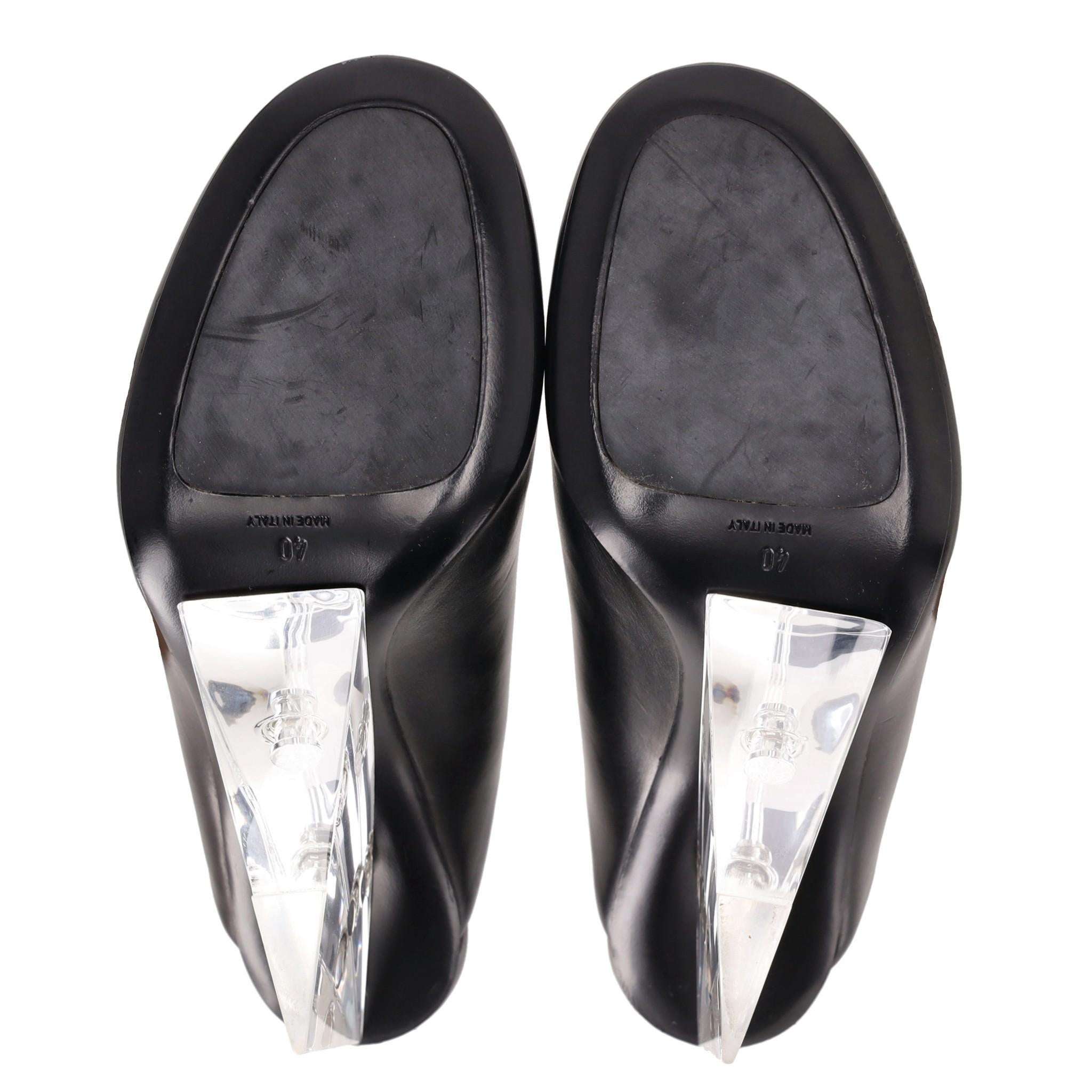 Women's Alexander McQueen Leather Mules With Clear Geometric Heel
