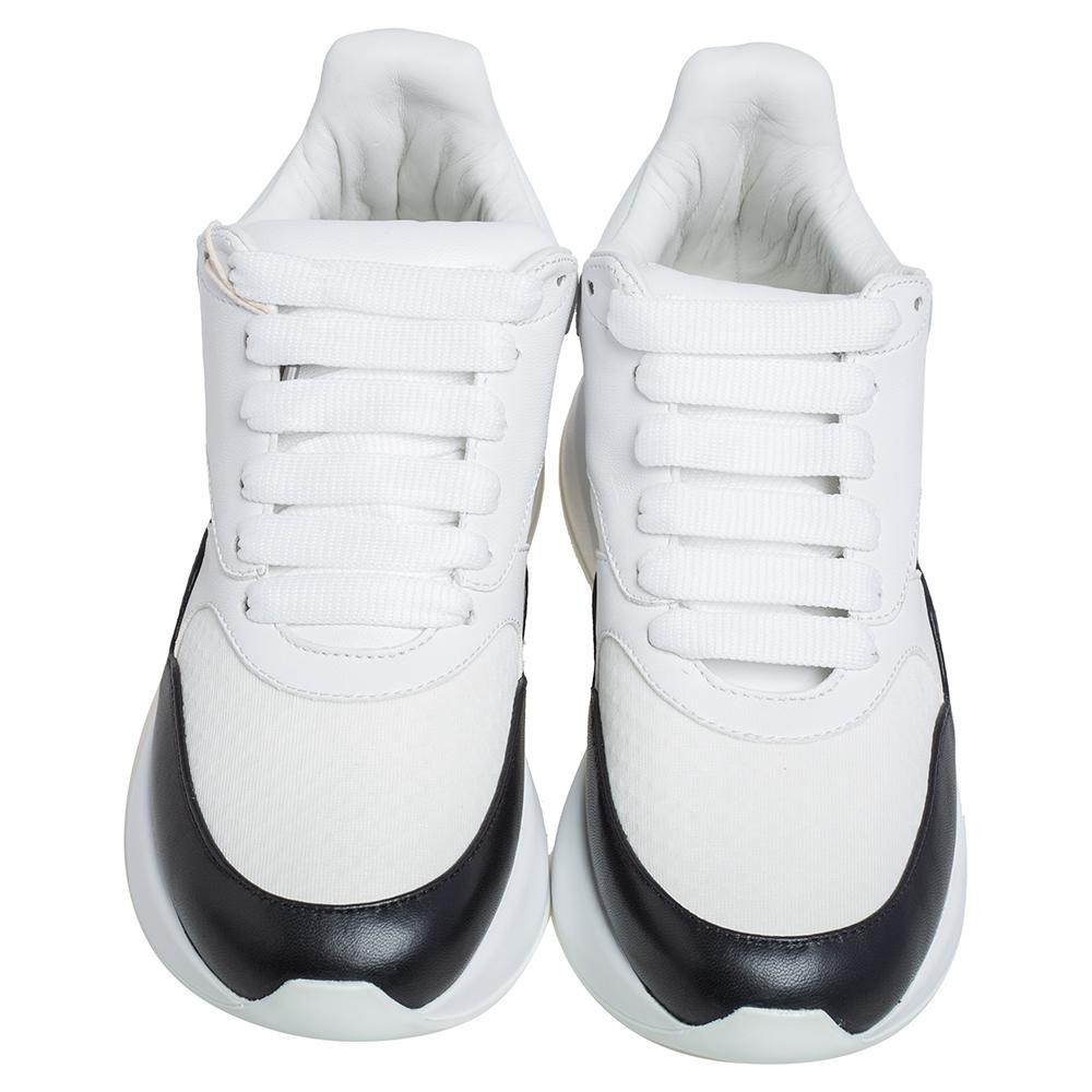 Gray Alexander McQueen Leather Oversized Runner Low Top Sneakers Size 37.5