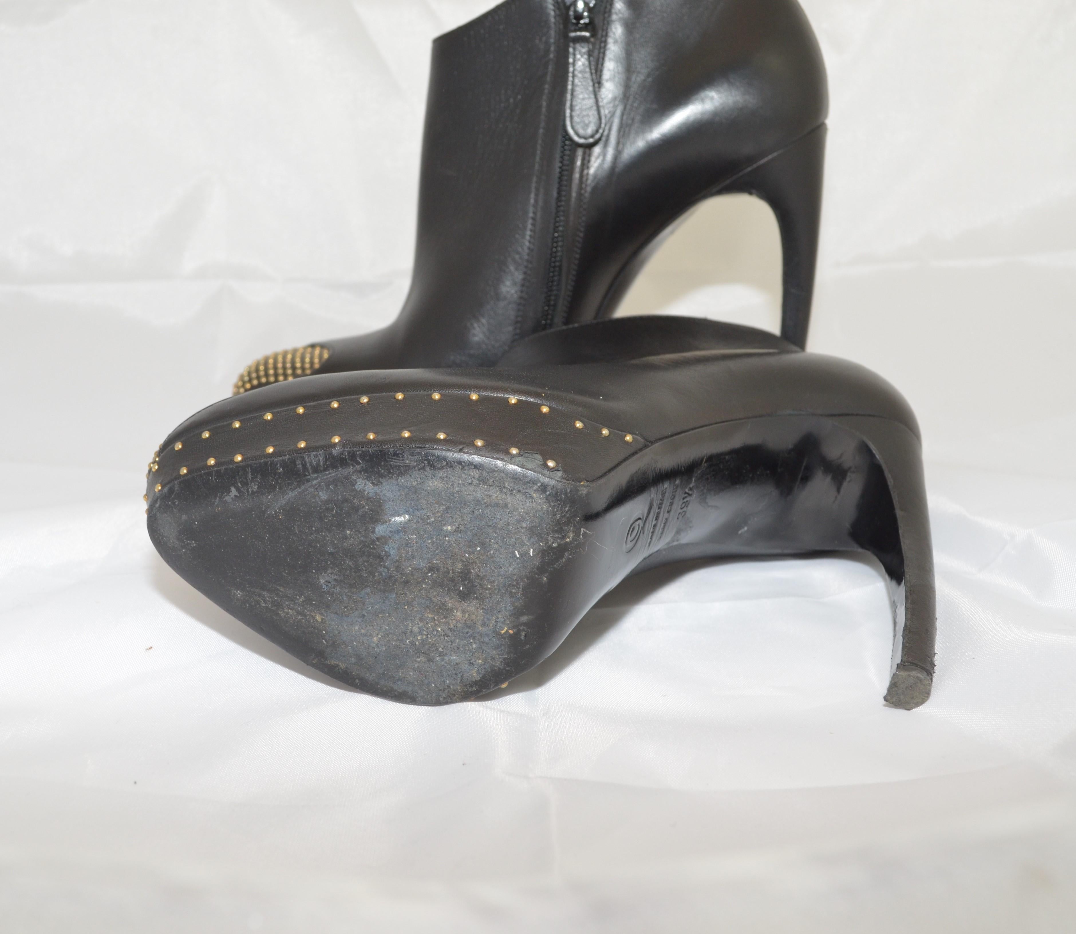 Alexander McQueen Leather Platform Boots with Studded Heart Motif For Sale 5