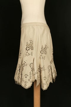 Alexander McQueen Leather Skirt and Laser Cut Work