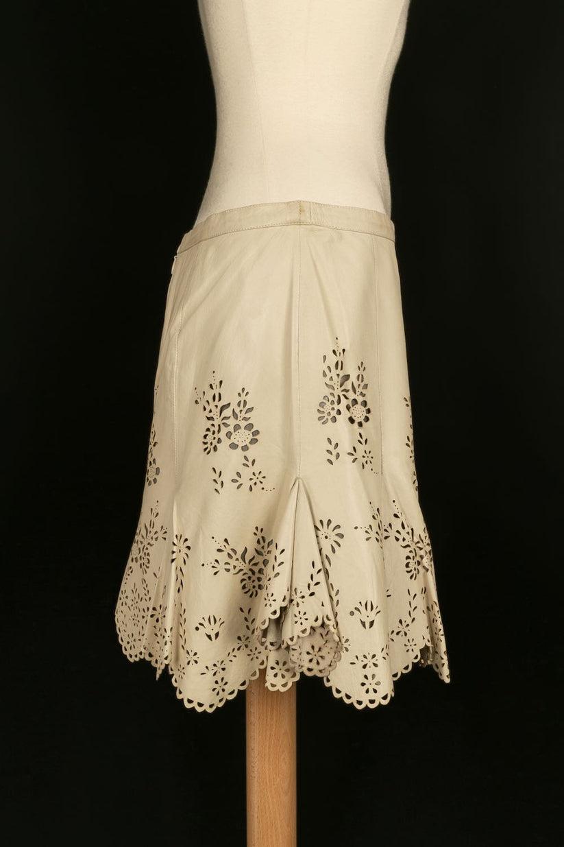 Women's Alexander McQueen Leather Skirt and Laser Cut Work For Sale