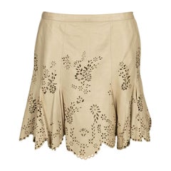 Alexander McQueen Falda de cuero y trabajo de corte láser