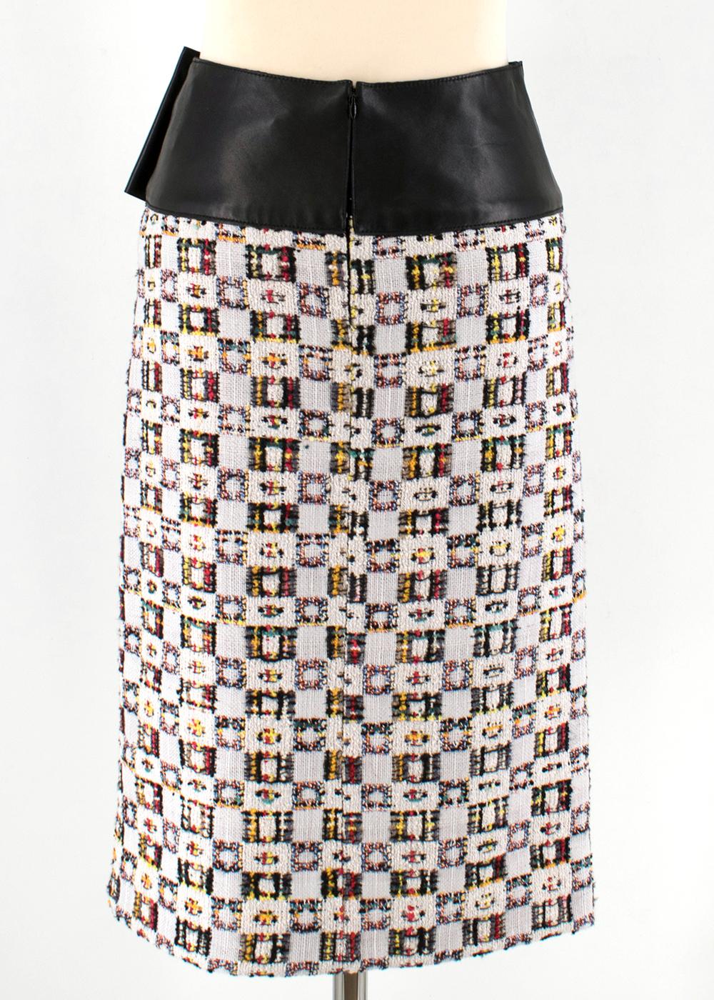 Black Alexander McQueen Leather-Trimmed Tweed Skirt 38
