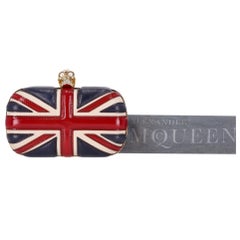 Alexander McQueen Leather Union Jack Skull Box Clutch Bag