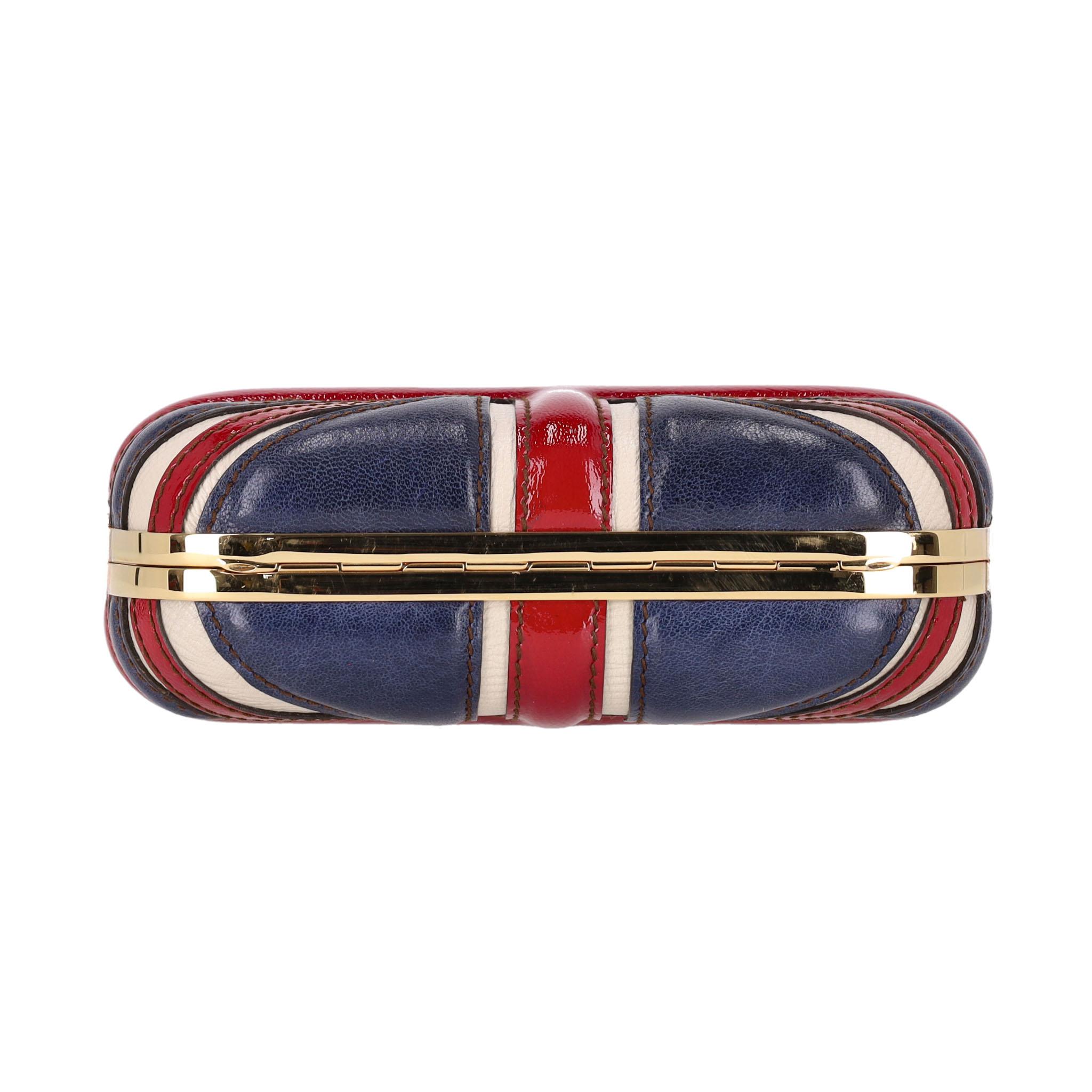 Alexander McQueen Leder Union Jack Totenkopf Box Clutch Tasche Damen im Angebot