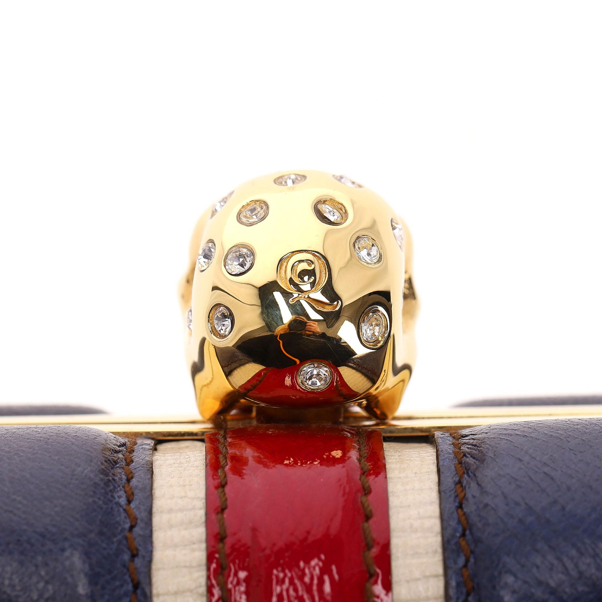 Alexander McQueen Leder Union Jack Totenkopf Box Clutch Tasche im Angebot 3