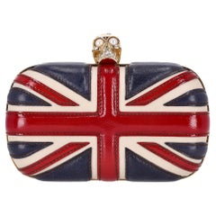 Alexander McQueen Leather Union Jack Skull Box Clutch Bag