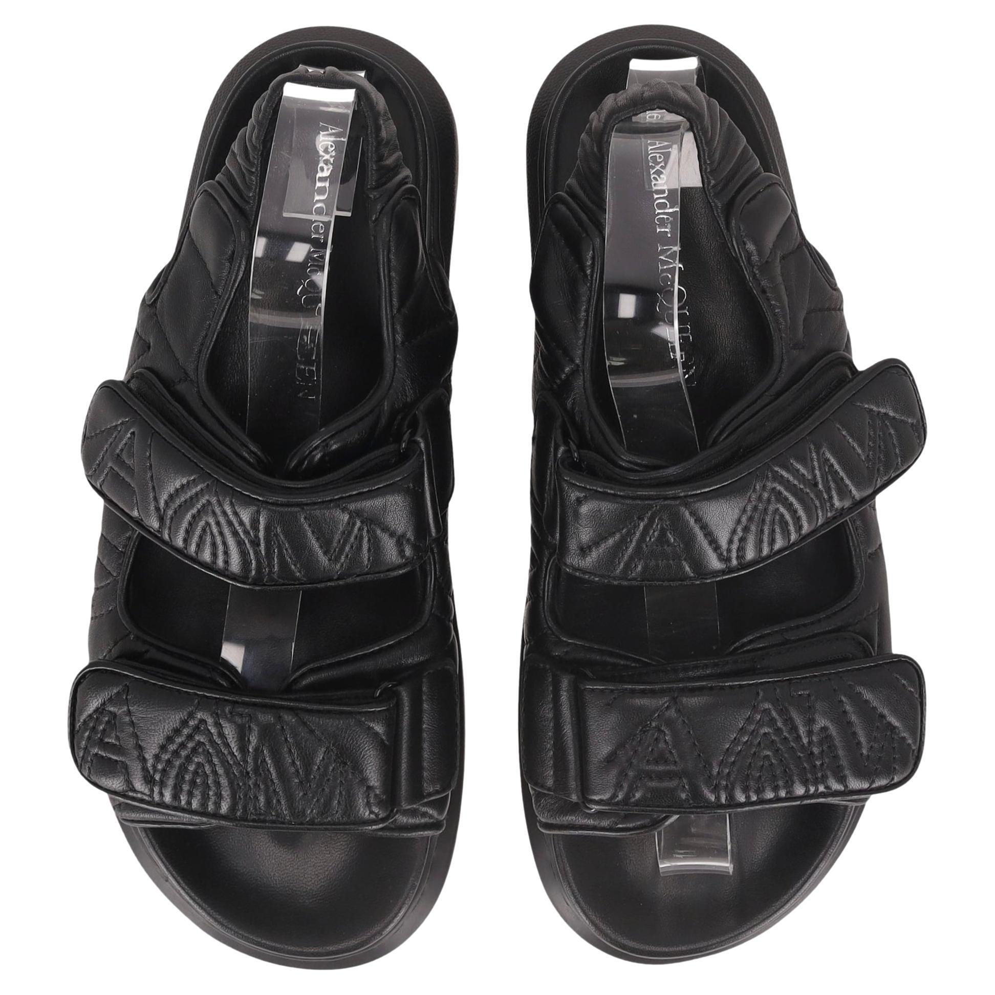 Alexander McQueen - Sandales à scratch en cuir