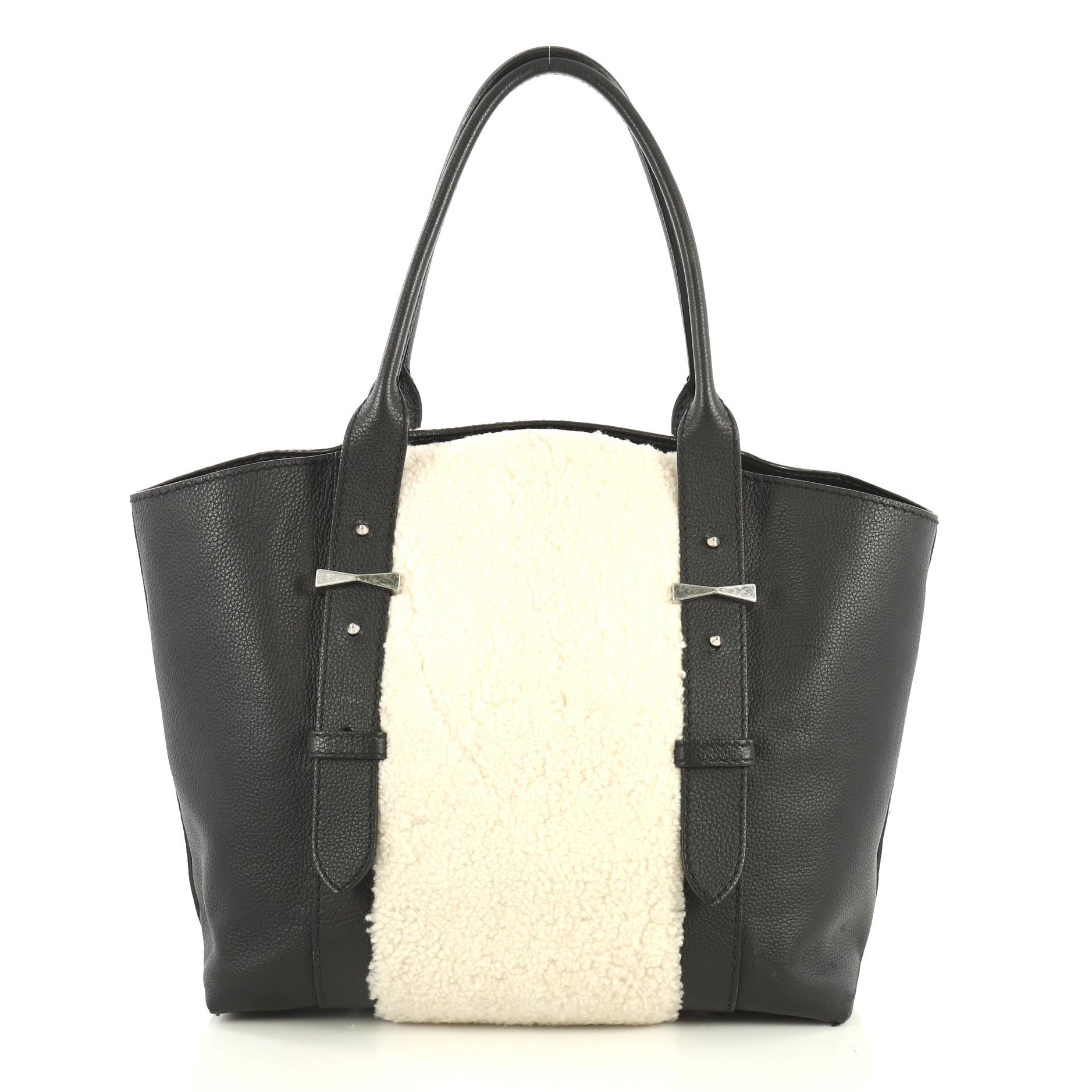 Alexander McQueen Legend Tote Shearling with Leather Medium In Good Condition In NY, NY