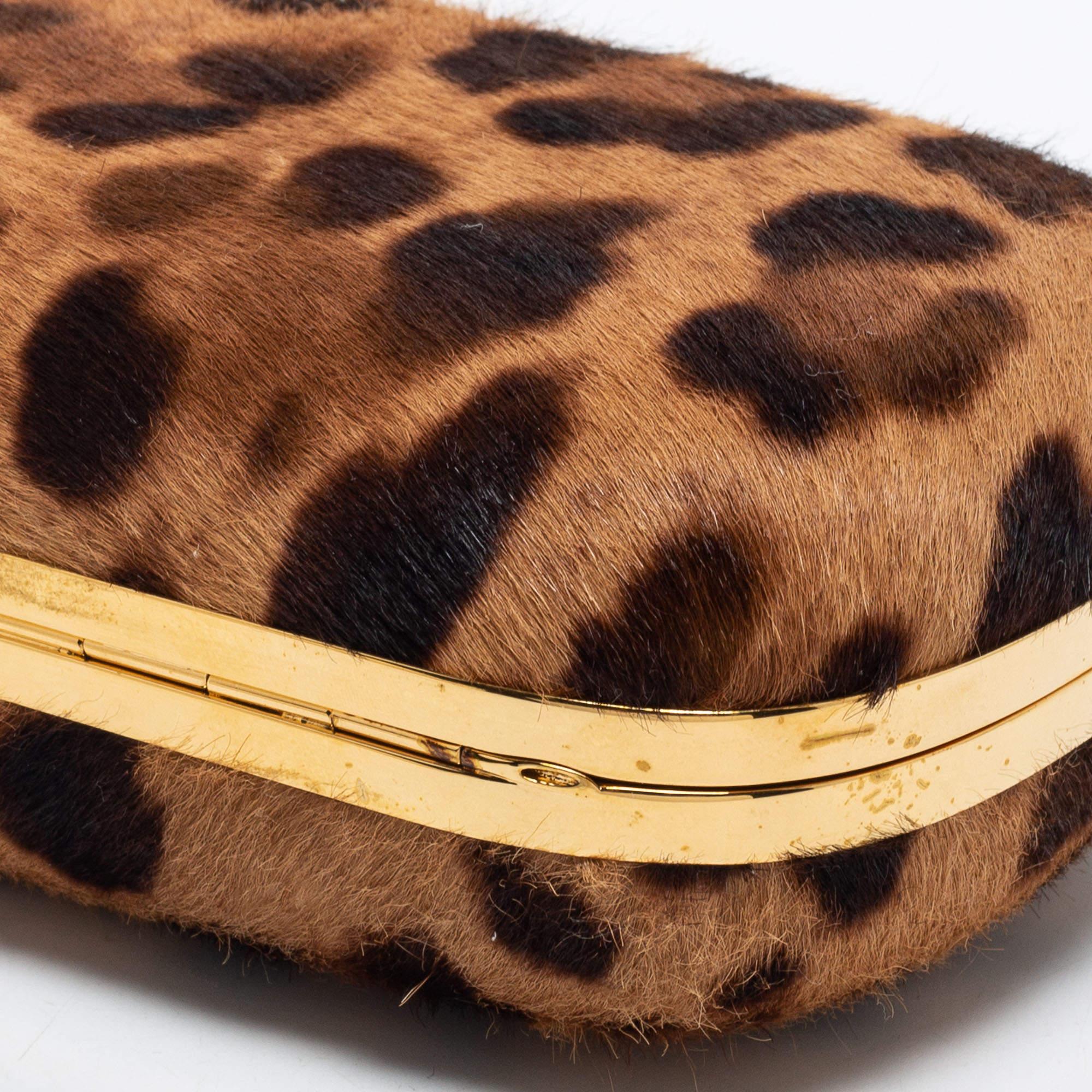 Alexander McQueen Leopard Print Calf Hair Skull Box Clutch 7