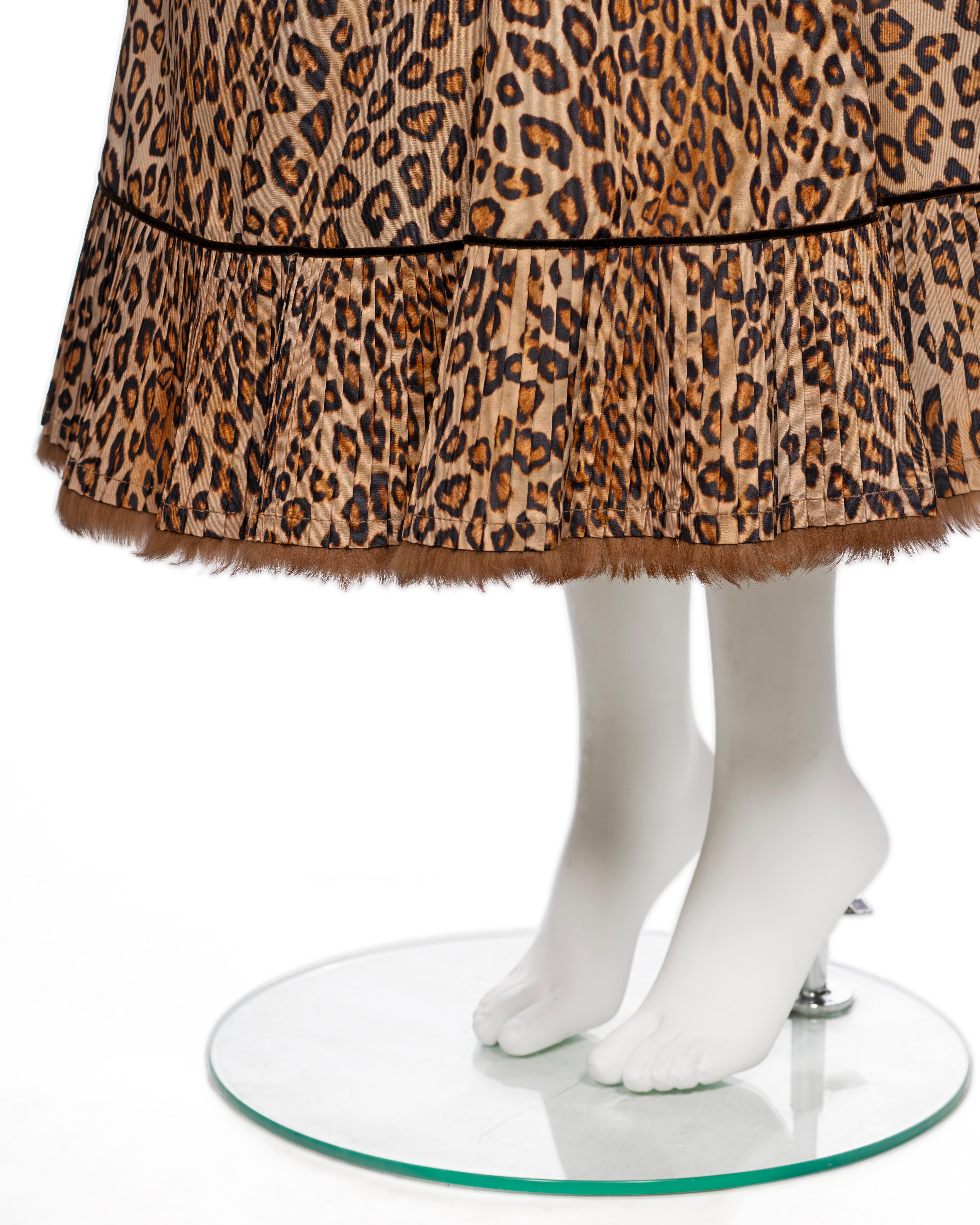 Alexander McQueen Leopard Print Silk and Fur Jacket and Skirt Suit, FW 2005 For Sale 6