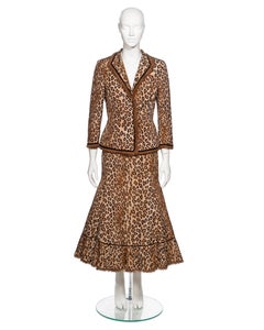 Alexander McQueen Leopard Print Silk and Fur Jacket and Skirt Suit, FW 2005